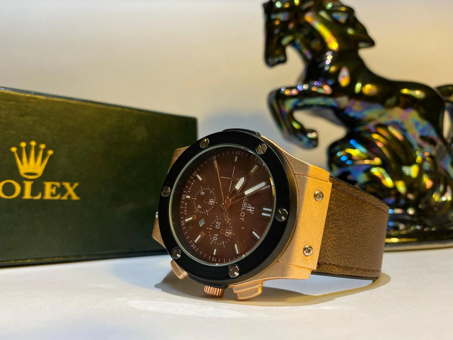 HUBLOT ROSE GOLD Date adjust with premium leather straps