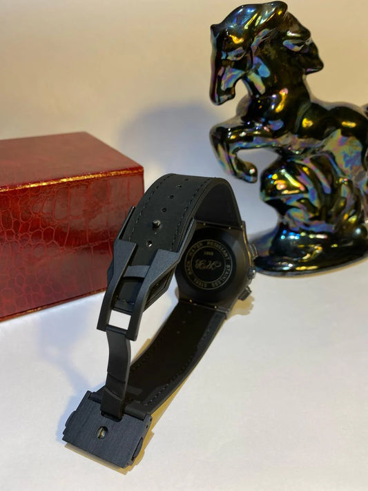 HUBLOT matt black date adjust with premium leather strap